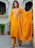 Vellora Silk Blend Mustard Party Wear Embroidery Work Readymade Salwar Suit | Grocsy