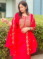 Vellora Silk Blend Pink Party Wear Embroidery Work Readymade Salwar Suit | Grocsy