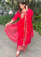 Vellora Silk Blend Pink Party Wear Embroidery Work Readymade Salwar Suit | Grocsy