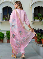 Vellora Silk Blend Baby Pink Party Wear Embroidery Work Readymade Salwar Suit | Grocsy