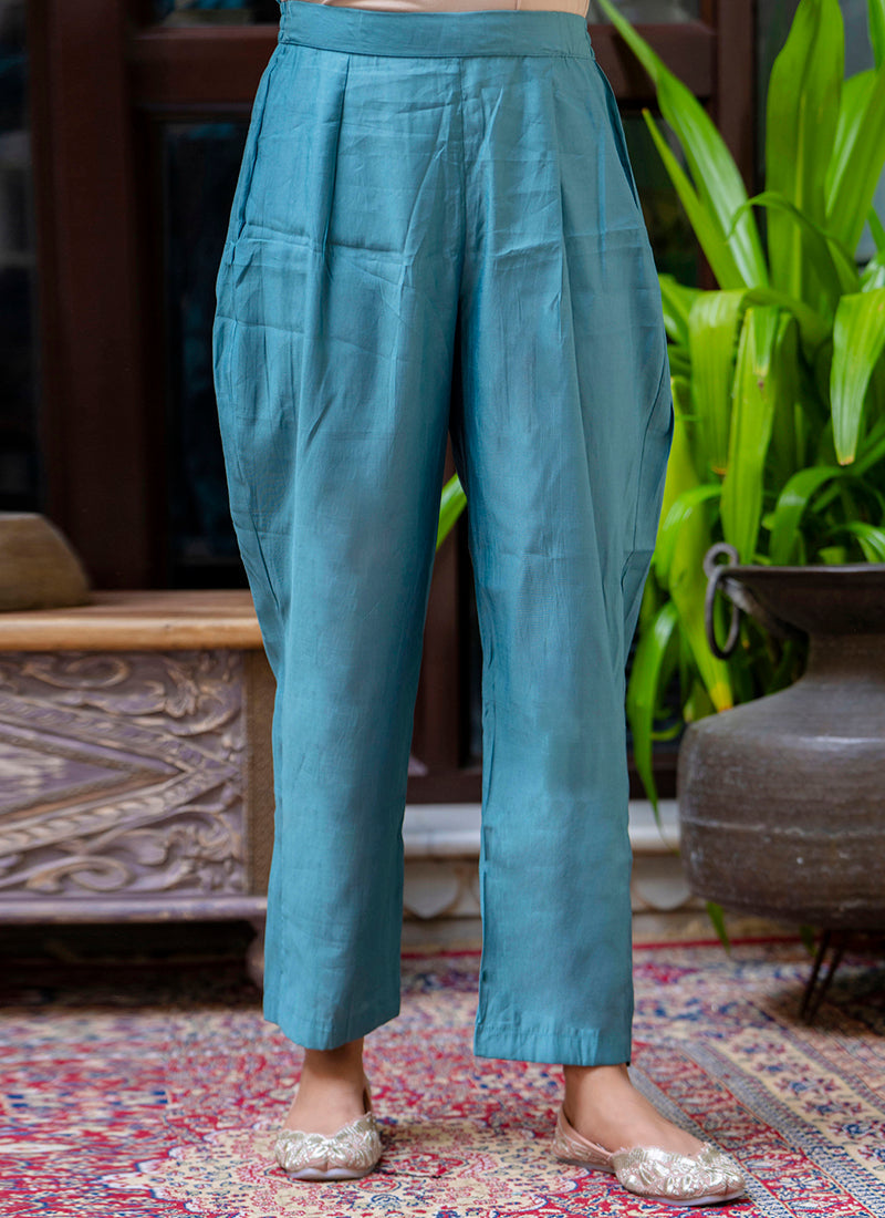 Vellora Silk Blend Blue Party Wear Embroidery Work Readymade Salwar Suit | Grocsy