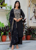 Vellora Silk Blend Black Party Wear Embroidery Work Readymade Salwar Suit | Grocsy