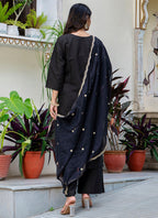 Vellora Silk Blend Black Party Wear Embroidery Work Readymade Salwar Suit | Grocsy