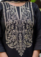 Vellora Silk Blend Black Party Wear Embroidery Work Readymade Salwar Suit | Grocsy