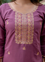 Vellora Silk Blend Lavender Occasional Wear Embroidery Work Readymade Salwar Suit | Grocsy