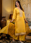 Vellora Silk Blend Yellow Casual Wear Embroidery Work Readymade Salwar Suit | Grocsy