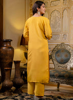 Vellora Silk Blend Yellow Casual Wear Embroidery Work Readymade Salwar Suit | Grocsy