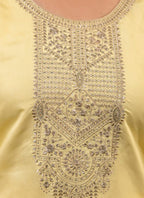 Vellora Silk Blend Light Yellow Casual Wear Embroidery Work Readymade Salwar Suit | Grocsy