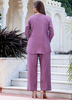Vellora Silk Blend Lavender Casual Wear Hand Work Readymade Salwar Suit | Grocsy