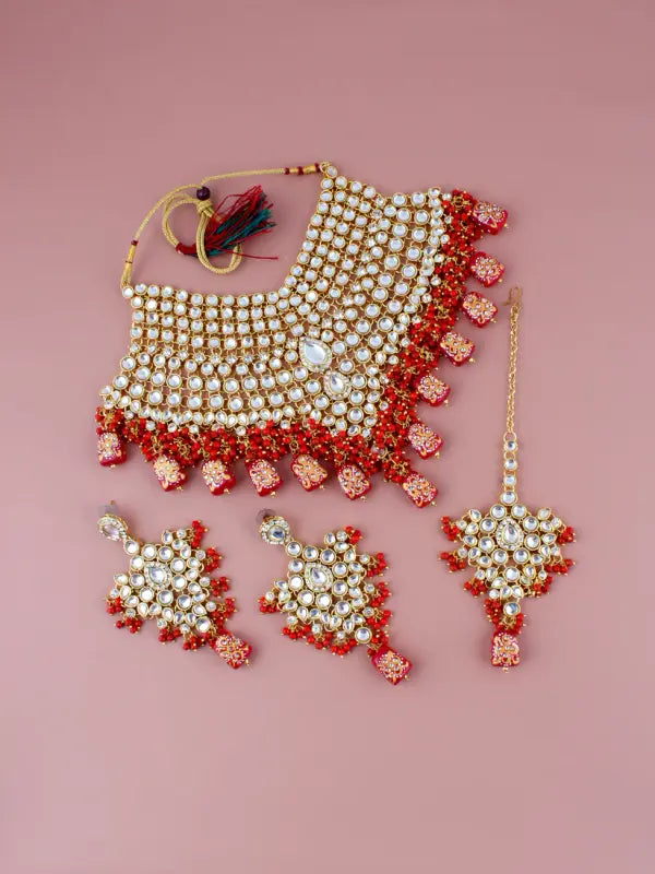 Tehzeeb Creations Kundan Bridal Set for Women & Girls | Grocsy
