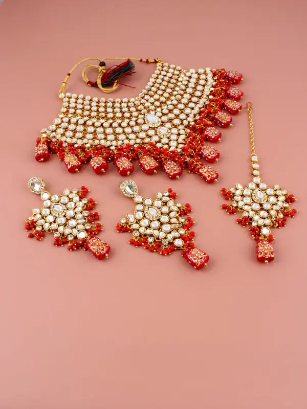 Tehzeeb Creations Kundan Bridal Set for Women & Girls | Grocsy
