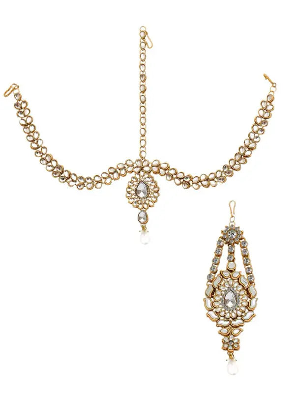 Tehzeeb Creations Traditional Kundan Bridal Set | Grocsy