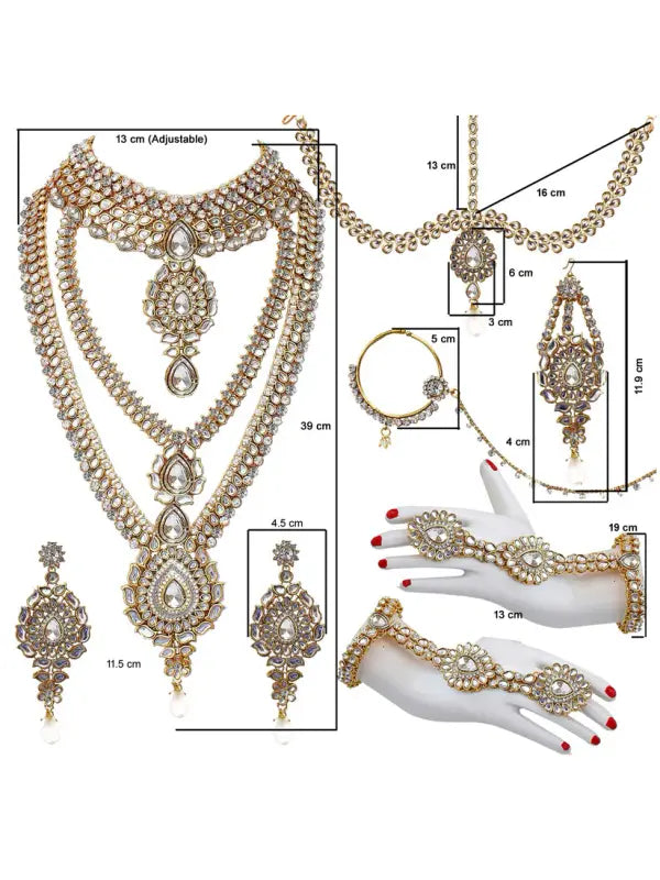 Tehzeeb Creations Traditional Kundan Bridal Set | Grocsy