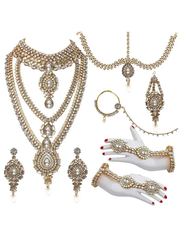 Tehzeeb Creations Traditional Kundan Bridal Set | Grocsy
