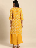All About You Women Yellow Floral Printed Pure Cotton Kurta with Palazzos | Grocsy