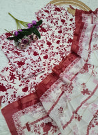 Vellora Red Daily Wear Printed Work Readymade Kurti | Grocsy