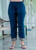 Vellora Silk Blend Teal Blue Casual Wear Embroidery Work Readymade Salwar Suit | Grocsy