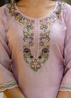 Vellora Silk Blend Baby Pink Casual Wear Embroidery Work Readymade Salwar Suit | Grocsy