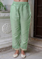 Vellora Silk Blend Light Green Casual Wear Embroidery Work Readymade Salwar Suit | Grocsy