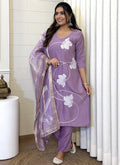 Vellora Viscose Lilac Daily Wear Printed Work Readymade Salwar Suit | Grocsy