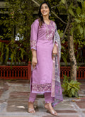 Vellora Silk Blend Lavender Casual Wear Embroidery Work Readymade Salwar Suit | Grocsy