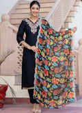 Vellora Silk Blend Black Casual Wear Embroidery Work Readymade Salwar Suit | Grocsy