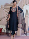Vellora Silk Blend Black Casual Wear Embroidery Work Readymade Salwar Suit | Grocsy