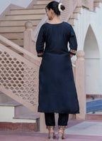 Vellora Silk Blend Black Casual Wear Embroidery Work Readymade Salwar Suit | Grocsy