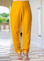 Vellora Silk Blend Mustard Casual Wear Embroidery Work Readymade Salwar Suit | Grocsy