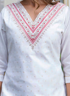 Vellora Chanderi Silk White Casual Wear Embroidery Work Readymade Salwar Suit | Grocsy