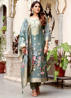 Vellora Viscose Green Festival Wear Digital Print Work Readymade Salwar Suit | Grocsy