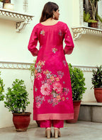 Vellora Viscose Hot Pink Festival Wear Digital Print Work Readymade Salwar Suit | Grocsy