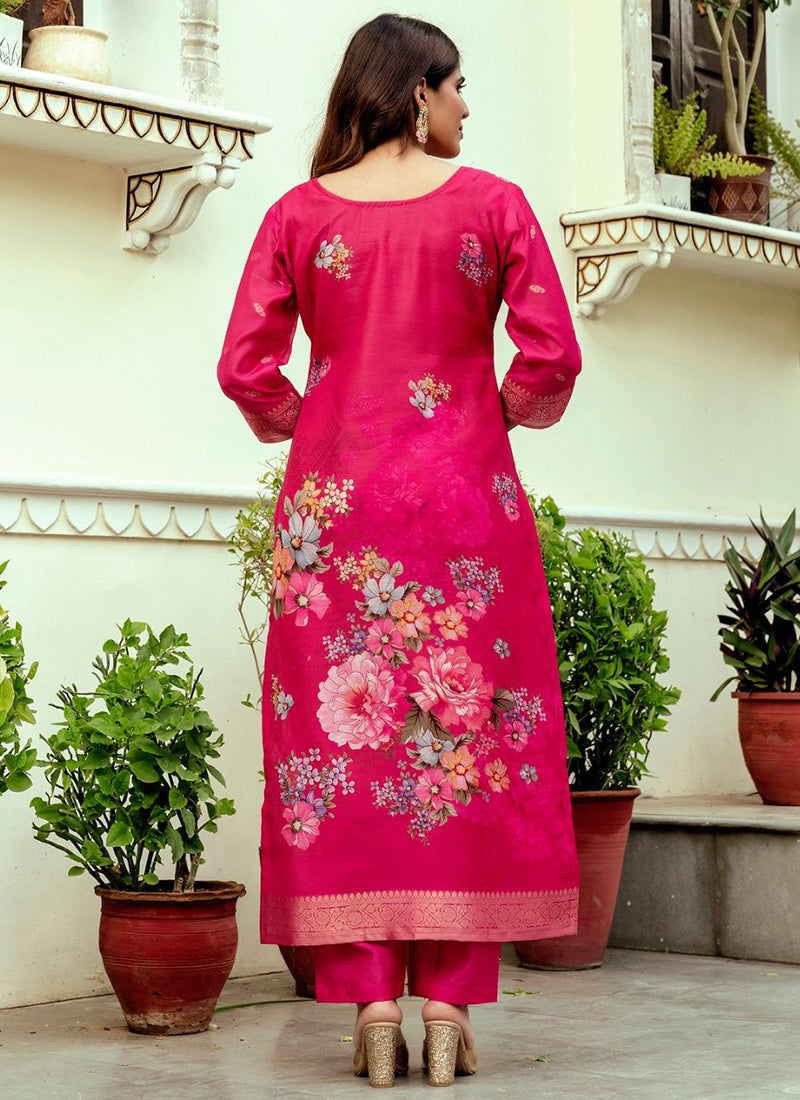 Vellora Viscose Hot Pink Festival Wear Digital Print Work Readymade Salwar Suit | Grocsy