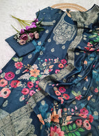 Vellora Viscose Navy Blue Festival Wear Digital Print Work Readymade Salwar Suit | Grocsy