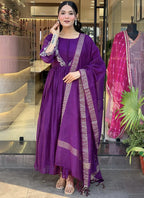 Vellora Viscose Purple Festival Wear Embroidered Work Readymade Salwar Suit | Grocsy