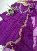 Vellora Viscose Purple Festival Wear Embroidered Work Readymade Salwar Suit | Grocsy