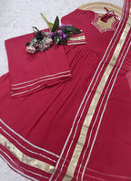 Vellora Georgette Pink Festival Wear Embroidered Work Readymade Gown | Grocsy