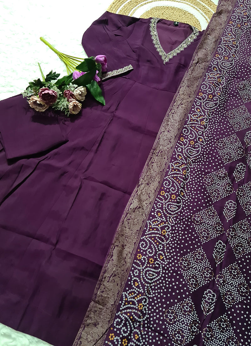 Vellora Viscose Wine Festival Wear Embroidered Work Readymade Salwar Suit | Grocsy