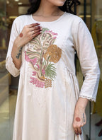 Vellora Viscose Off White Daily Wear Embroidered Work Readymade Salwar Suit | Grocsy