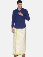 Sethukrishna Men Cream-Coloured Solid Readymade Dhoti | Grocsy