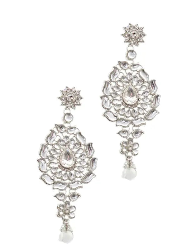 Tehzeeb Creations Platinum Plated Silver Polish Dulhan Bridal Jewelry Set 8 Pcs | Grocsy