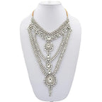 Tehzeeb Creations Platinum Plated Silver Polish Dulhan Bridal Jewelry Set 8 Pcs | Grocsy