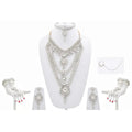 Tehzeeb Creations Platinum Plated Silver Polish Dulhan Bridal Jewelry Set 8 Pcs | Grocsy