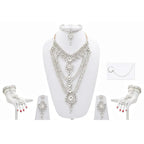 Tehzeeb Creations Platinum Plated Silver Polish Dulhan Bridal Jewelry Set 8 Pcs | Grocsy
