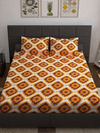 Story@home Unisex Yellow Geometric Cotton 152 TC 1 King Size Bedsheet with 2 Pillow Covers | Grocsy