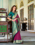 Anaita Wine Soft Silk Zari Weaving Saree With Blouse Piece | Grocsy