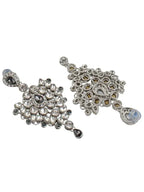 Tehzeeb Creations Platinum Plated Silver Polish Stone Mini Bridal Choker Set for Women & Girls | Grocsy