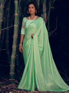 Stylee Lifestyle Green Art Silk Woven Saree | Grocsy