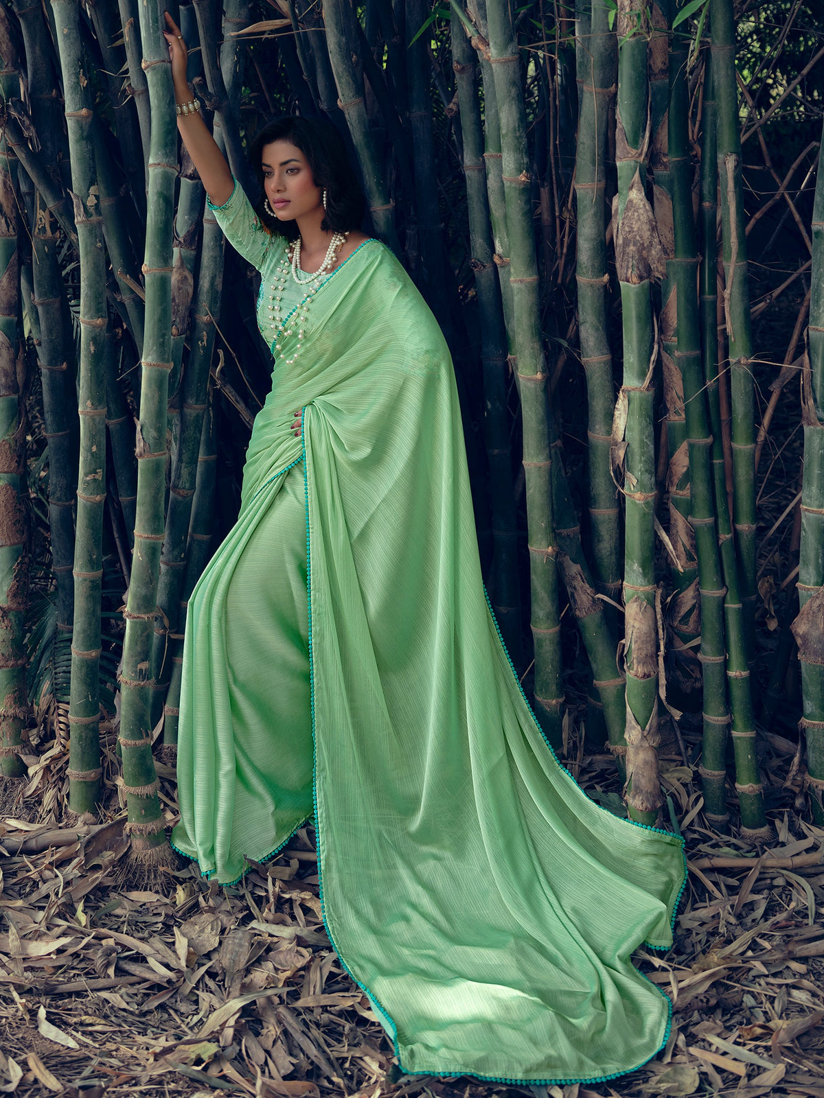 Stylee Lifestyle Green Art Silk Woven Saree | Grocsy
