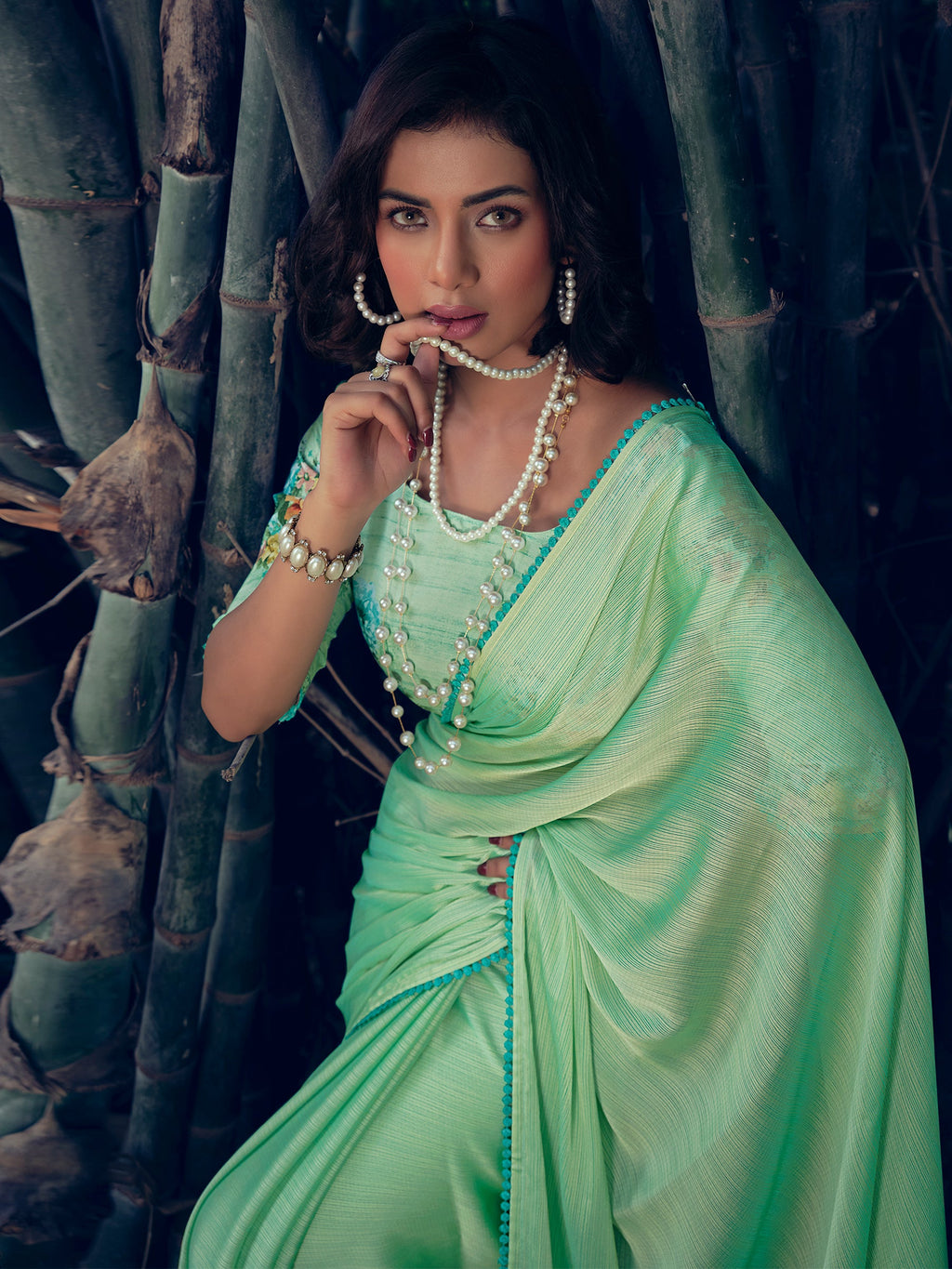 Stylee Lifestyle Green Art Silk Woven Saree | Grocsy